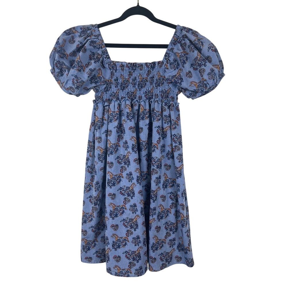 Janie and Jack Blue Horse Dress Size 12